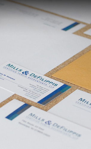 mills and defilippis stationery and logo graphic design