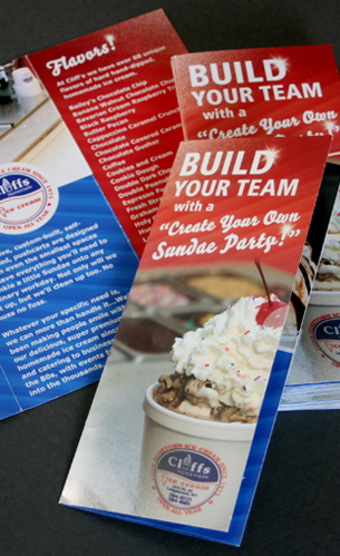 cliffs ice cream nj brochure design and photoshoot