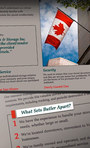 butler box and storage web graphics and jquery design
