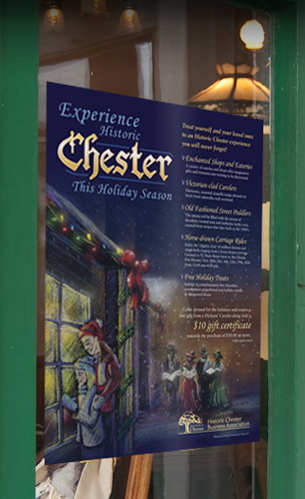 Chester holiday poster design with pastel illustration