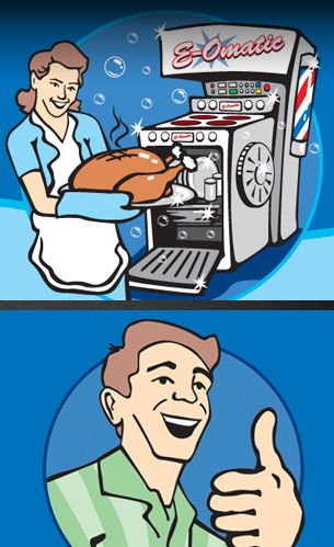 Illustrations for the ADP E-O-Matic promotional campaign designed and illustrated by illustrator Paul Kiesche