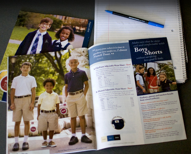 frenchtoast catalog layout design for school uniform company