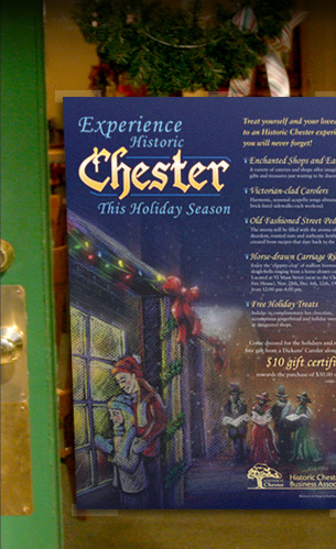 Poster and promotion illustrations for the Historic Chester Business Association illustrated and designed by Paul Kiesche Design, LLC