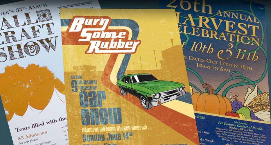 Chester NJ Poster design and illustrations for town events